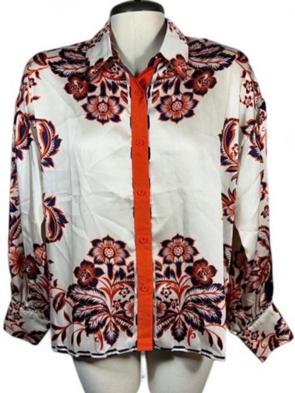 Fate by LFD Floral Button Down Blouse Small Boho Paisley Long Sleeve Eclectic